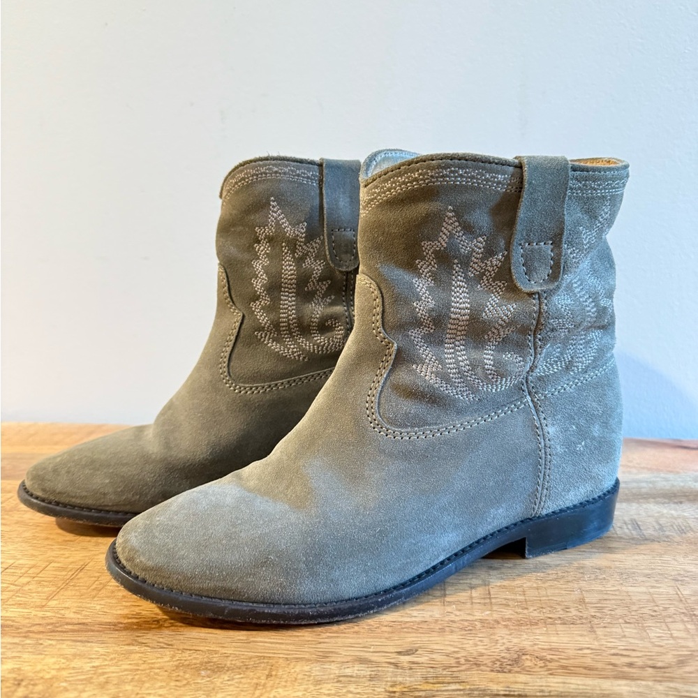 Isabel Marant Tan Ankle Boots Suede